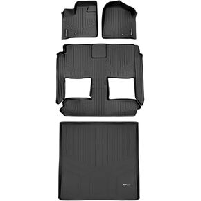 MAXLINER Floor Mats 3 Rows and Cargo Liner Behind 2nd Row Set Black Compatible with 2008-2020 Caravan/Town & Country (Stow'n Go Only) in Saudi Arabia