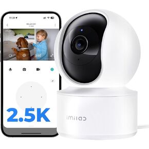 IMILAB C21 2.5K Indoor Security Camera, 360° View Indoor Camera for Home Security, Room Camera for Baby/Pet Monitor, Plug-in Dog Camera with Phone app, Night Vision, 2.4Ghz WiFi, Local/Cloud Storage