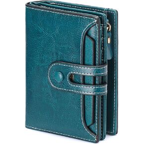 GOIACII Small Wallet Women Rfid Blocking Genuine Leather Compact Bifold Card Holder for Women with Zipper Coin Pocket 2 ID Windows