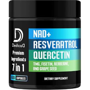 NAD+ Supplement 1000mg - Pure NAD Supplement - Combined to Resveratrol, Quercetin, Berberine, Fisetin, TMG and Grape Seed - Energy and DNA Repair, Aging Defense, Brain Function - 60 Capsules
