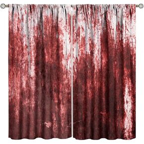 Halloween Curtains, Bloody Scary Bloodstain on Wall Pattern Window Treatments, Strange Halloween Print Blackout Drapes 2 Panel Set for Living Room Bedroom Kitchen21 W X 45"" L, Style-1