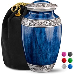 Cremation Urns for Human Ashes - Waterscapes Dark Blue Large Decorative Urn for Adult Men & Women - Burial Urns for Adult Human Ashes