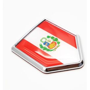 Overdecor Peru Flag Decal Stickers Car Emblem Peruvian Car Accessories Decorations Chrome Shield Flag Sticker Decals for Cars Truck Vehicles, 2 Pack