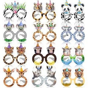 24 PCS Jungle Animal Glasses Realistic Safari Costume Party Favors, Wilderness Themed Eyeglasses for Wild Animal Theme Birthday Party Favors Jungle Safari Dress-Up Cosplay Party Supplies