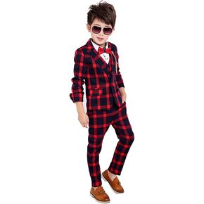 طقم بدلة رسمية منقوشة من Gele Boy مكون من 4 قطع، سترة + بنطلون + سترة + ربطة عنق in Kuwait
