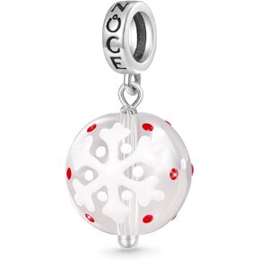 GNOCE Snow Globe Pendant Charm Sterling Silver Dangle Christmas Charm Fit Bracelet/Necklace for Women Wife/Jewelry Gift