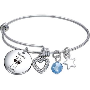 De&ai Mama Llama Charm Bracelet, Animal Mama Llama Jewelry for Moms Grands Women Christmas Birthday Gift