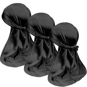 3PCS Silky Durags for Men Waves, Good Compression Doo Rag for 360 540 720 Waves, Ideal Gifts for Father's Day (Blue, White, Black)