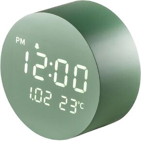 FLT Moonfall Wood Interior LED Desk Clock (White) - Minimalist Design with Time, Date, Temperature Display, Customizable Alarms, Auto Brightness, Compact 3.46-Inch Size, USB Cable & Adapter Included