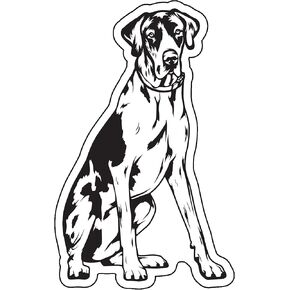 WickedGoodz Sitting Great Dane Decal - Dog Breed Bumper Sticker - for Laptops Tumblers Windows Cars Trucks Walls - Black and White