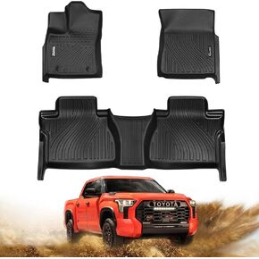 Floor Mats for Cars, Car Mats Full Set for 2014-2021 Toyota Tundra (Only for CrewMax Cab), Anti-Slip TPE All Weather Floor Mats for 1st & 2nd Row Automotive Floor Mats - Black in Saudi Arabia