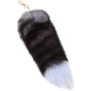 15.75 Inch Long Fluffy Faux Fur Tail Keychain, Fake Animal Tails for Handbags Backpacks Charm Tassel Ornaments (Coffee - Raccoon Tail)