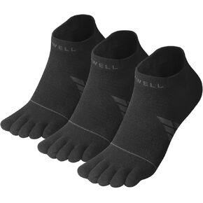 جوارب VWELL لأصابع القدم للرجال/النساء، جوارب COOLMAX بخمسة أصابع، جوارب رياضية مضغوطة للجري حتى الكاحل (3 أزواج) in Kuwait