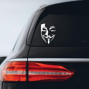 2X Pack Anonymous Face Mask Sticker Decal Notebook Car Laptop 4" x 6" (White)
