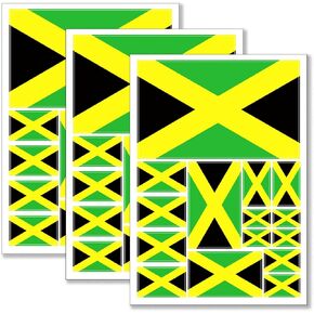 QQSD Jamaica Flag Sticker Jamaican Decal in Multiple Sizes, 3 Pack, 11.7 x 8.3 Inches