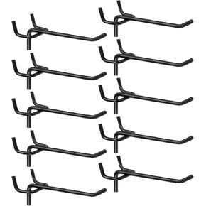HARFINGTON 25pcs Pegboard Shelving Hooks 8" Stainless Steel Peg Board Display Hook Hanging Holders Wall Mount Organize Tools for Workbench Garage Kitchen Store, Black