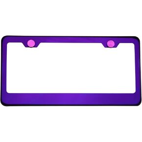 Polish Purple Chrome T304 Stainless Steel License Plate Frame Holder Front Or Rear Bracket with Aluminum Screw Cap