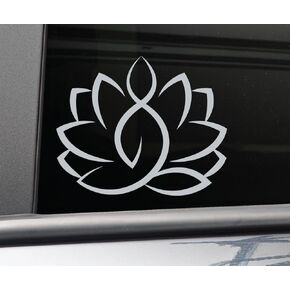 Lotus Flower Yoga Meditation Vinyl Decal Laptop Car Truck Bumper Window Sticker, 5.5" x 4.5" (White)