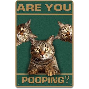 XAYJRRV Vintage Funny Cat are You Pooping Art Wall Plaque Decor Wall Panel Retro Mural 8x12inch