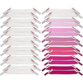 uLace Classic 14 Pairs Bundle - White and Pretty Pink No-Tie Shoelaces - Elastic Shoe Laces for Sneakers | Stretchy, Elastic Laces | Easy Installation - 28 Laces