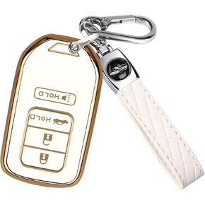QBUC for Honda Accord Key Fob Cover for Civic, CRV, Pilot, Ridgeline 2016-2022, Soft TPU Full Protection Case with Keychain