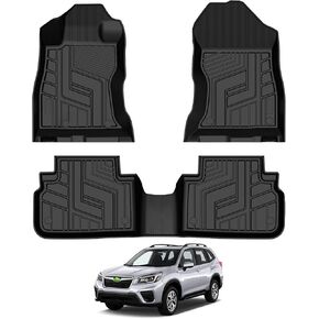 T TGBROS Floor Mats Custom Fit for 2019-2023 2024 Subaru Forester Accessories All Weather Protection TPE 2 Rows Floor Liners Set Non-Slip Black