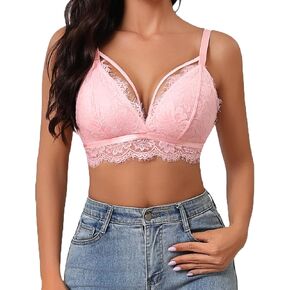 حمالة صدر لانجيري مثيرة من الدانتيل من Avidlove للنساء Y2K كامي توب قصير برقبة على شكل حرف V وشريط سباغيتي بدون أكمام in Kuwait