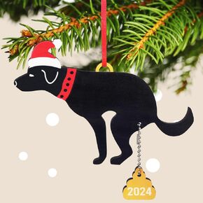 Christmas Dog Ornaments, Dog Pet Ornament Christmas Tree Decoration, Black Funny Labrador Dog Christmas Ornaments for Xmas Holiday Party Tree Decoration