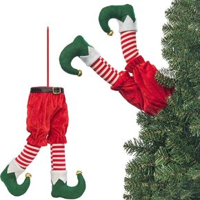 4pcs Elf Legs Christmas Tree Picks 24-Inch Large Elf Leg Decorations for Xmas Tree Floral Arrangement Planters