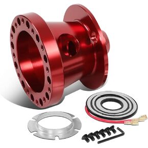 DNA Motoring HUB-ZTL-9061-RD Red Aluminum 6-Bolt Pattern Steering Wheel Hub Adapter Kit Compatible with 84-04 Mustang / 84-86 Ranger Thunderbird