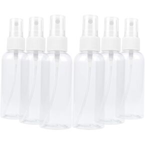 TRENDBOX 6 Pack Empty Transparent Plastic Fine Mist Spray Bottle 60 ml (2 oz)