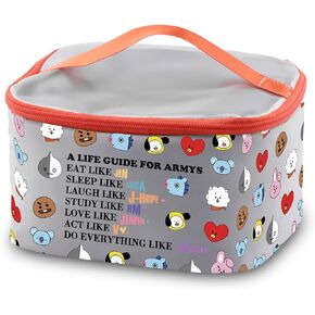 PXTIDY Korean Group Army Musical Cosmetic Bag Music Team Army Members Fans Gift K-Pop Characters Makeup Organizer Bag