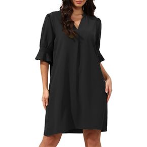 Aphratti Spring Dresses for Women Casual Flowy Cute Short Sleeve V Neck Shift Dress