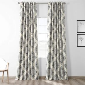HPD Half Price Drapes Printed Room Darkening Curtains for Bedroom, Living Room 50 X 84, BOCH-KC27B-84 (1 Panel) Henna Black