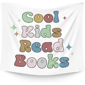 WAITPI Reading Read Inspirational Classroom Hanging Wall Tapestry, Boho Cool Kids Read Books Positive Bookish Wall Hanging Room Decor Tapestries for Kids Room Library Reading Nook Corner 50x60 in