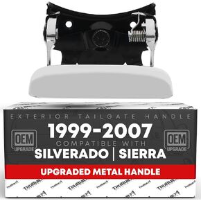 Tailgate Handle Latch, Upgraded Metal - Compatible with 1999-2006 Chevrolet Silverado 1500 2500 3500 Classic HD; GMC Sierra 1500 2500 3500 Classic HD - Tailgate Assembly, All Chrome - OEM 15755402