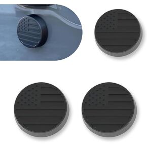 3 PCS Car Door Keyhole Cover, 1.57" Front Door + 1.46" Rear Door Personalized American Flag Fender Door Keyhole Trim Protective Cover, Compatible with Jeep Wrangler JK JL JT Gladiator (Black)