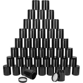 47 Packs 8 oz (250 ml) Black Plastic Jars with Lids, Plastic jars with Lids for Beads, Rhinestones, Sequins Cosmetics, Lotion, Cream, Ointments and More by KUKLIPJIM