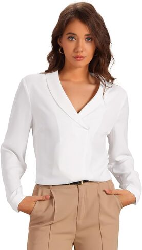 Allegra K Work Blouse for Women's Shawl Collar Long Sleeve Office Dressy Shirt Top in Saudi Arabia