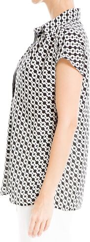 Max Studio Women's Poly Crepe Short Sleeve Collar Blouse in Saudi Arabia