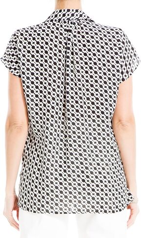 Max Studio Women's Poly Crepe Short Sleeve Collar Blouse in Saudi Arabia