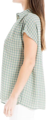 Max Studio Women's Poly Crepe Short Sleeve Collar Blouse in Saudi Arabia