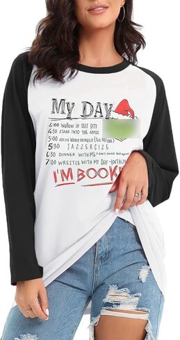 T-Shirt Women Long Sleeve Shirt Stole Christmas Funny Printing Unisex Style Girls Ladys i m Booked in Saudi Arabia