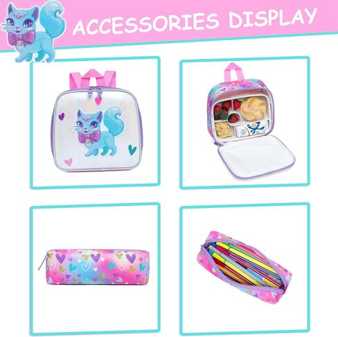 Rolling Backpack for Girls Cute Kids Rolling Backpack with Lunch Bag Kids Backpack with Wheels for School Backpacks for Elementary with Lunch Box Pencil Case Trolley Luggage in Kuwait