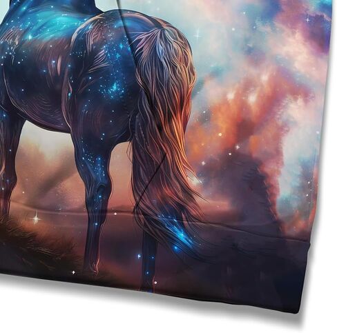 Novelty Gorgeous Starry Sky Thunderbolt Horse Graphic Hoodie Hoodies Psychedelic Aurora Animal Sweatshirts Pullover in Kuwait