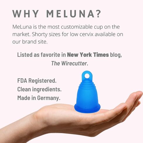 Most Customizable MeLuna Menstrual Cup for Women | Comfortable Period Cup Reusable Cup | Tampon Pad Alternative for All Body Types (Blue with Stem Handle, X-Large) in Saudi Arabia