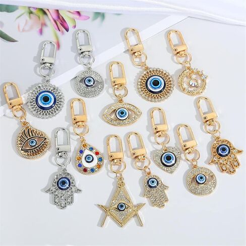 Hamsa Hand Keychain Evil Eye Keychain Car Keyring Kabbalah Good Luck Protection Walls Handbags Ornament Jewelry in Saudi Arabia
