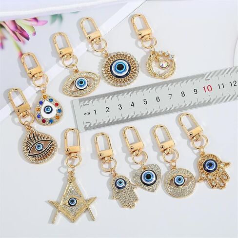 Hamsa Hand Keychain Evil Eye Keychain Car Keyring Kabbalah Good Luck Protection Walls Handbags Ornament Jewelry in Saudi Arabia