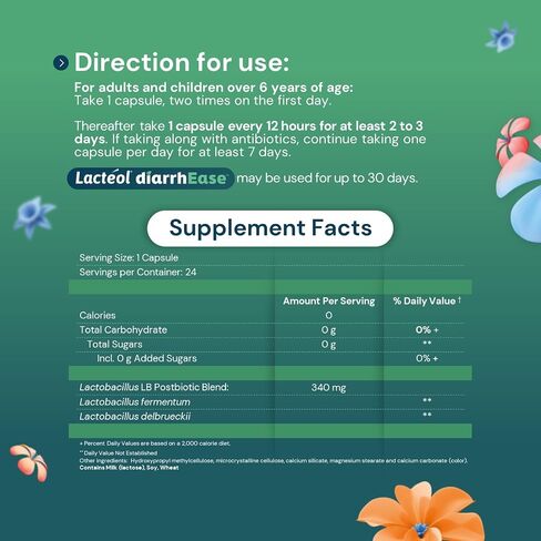 Lactéol DiarrhEase - سلالة ما بعد الحيوية آمنة وخالية من الأدوية وتم اختبارها سريريًا تساعد على تهدئة اضطرابات الجهاز الهضمي العرضية وتقصير مدة الإسهال العرضي، 10 قطع in Saudi Arabia