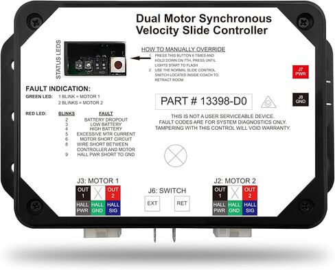 13398-DO Dual Synchronous Velocity Slide Controller , Replacement for Controller V-Sync II ，Compatible with Lippert in-Wall Slide-Out on RV,White in Saudi Arabia